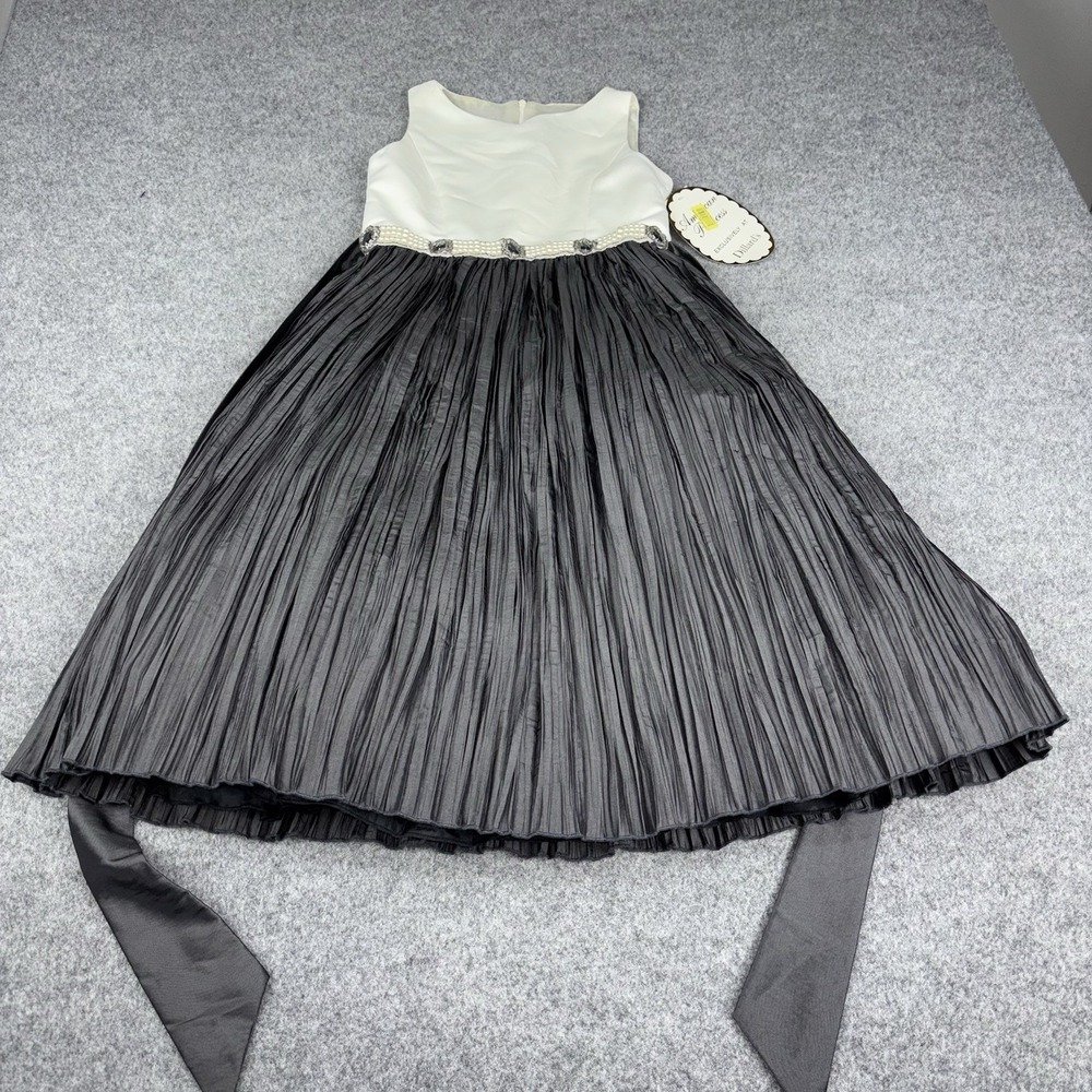 American Princess Girls Dress Size 10 Ivory Black Pleated Formal NWT Pageant